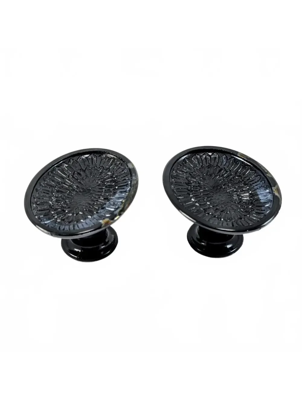 Vintage Black Amythest Depression Glass Candlestick Holders - Pair